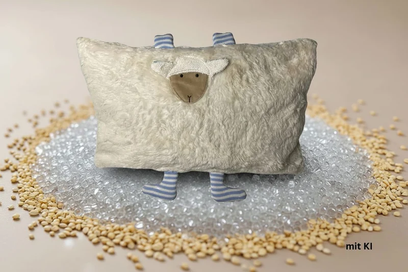 Bio Kuschelkissen Schaf aus Baumwolle – Spelzfüllung, GOTS