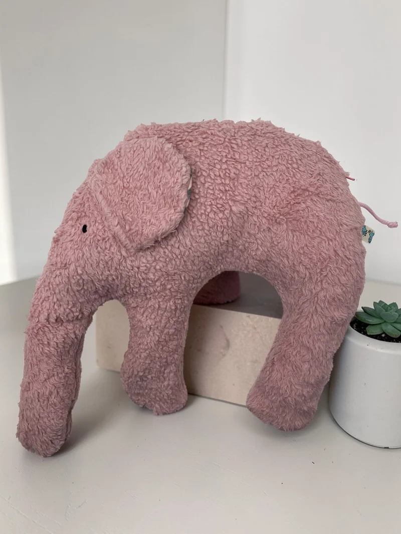 Bio Kuschelkissen Elefant aus Baumwolle – Spelzfüllung, GOTS
