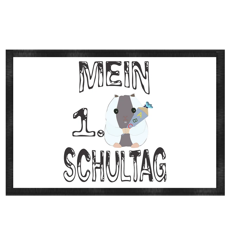 Schulanfang Schwarzes Design, Einschulung, Zuckettüte - Fußmatte 60x40cm