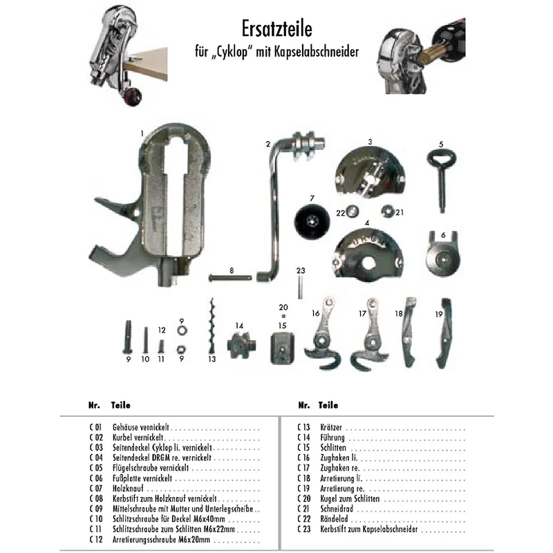 Holland-Cunz Profi-Entkorkmaschine CYKLOP mit Tischhalterung & Kapselabschneider - Nr. 330