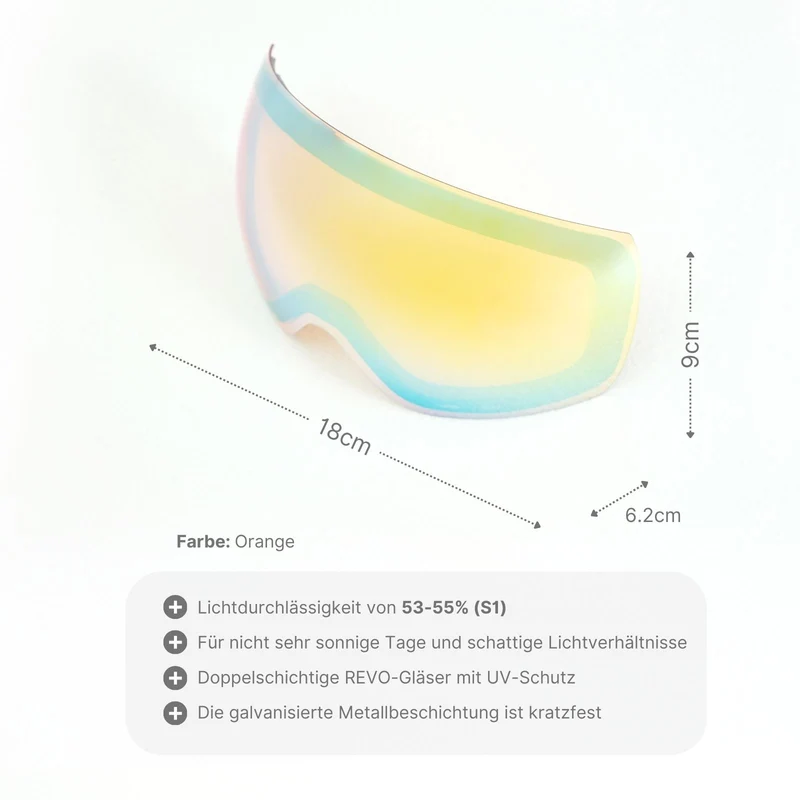 Snowboardbrillenglas Wechselglas für magnetische Skibrille Ersatzglas Skibrillenglas