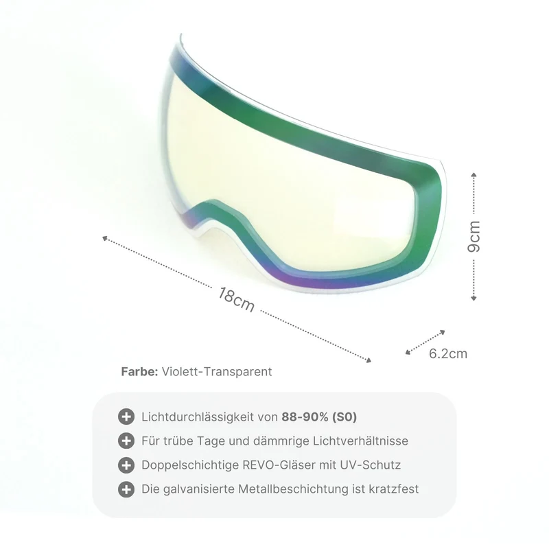 Ersatzglas für magnetische Skibrille Wechselglas Skibrillenglas Snowboardbrillenglas