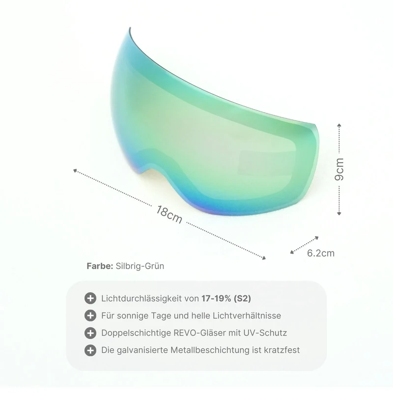 Ersatzglas für magnetische Skibrille Skibrillenglas Wechselglas Snowboardbrillenglas
