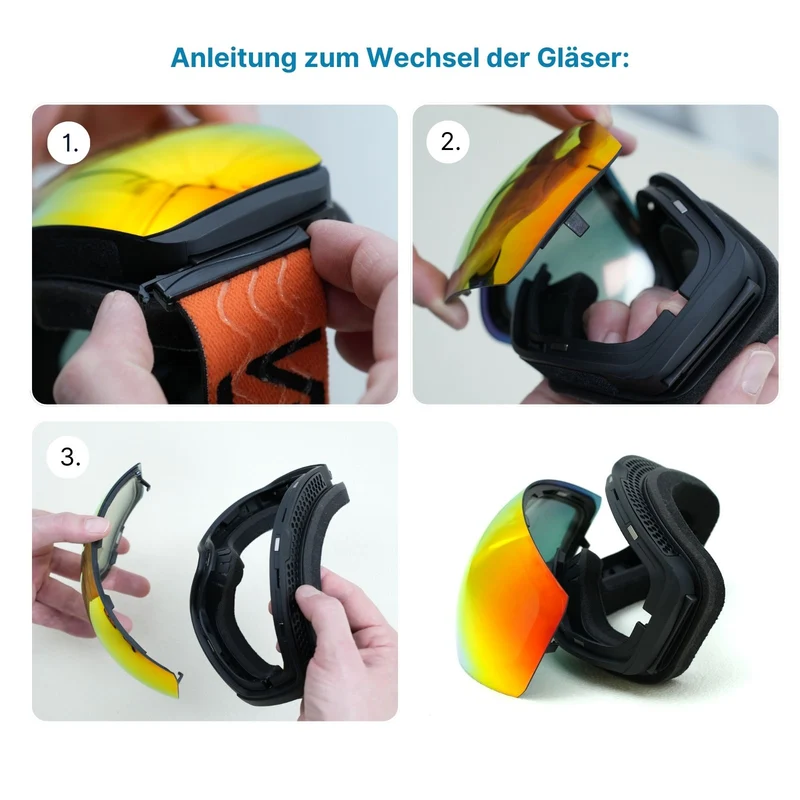 Magnetische Snowboardbrille Skibrille Wintersportbrille Schutzbrille
