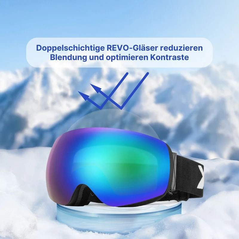 Magnetische Skibrille Wintersportbrille Schutzbrille Snowboardbrille