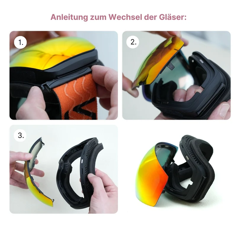 Magnetische Wintersportbrille Schutzbrille Snowboardbrille Skibrille