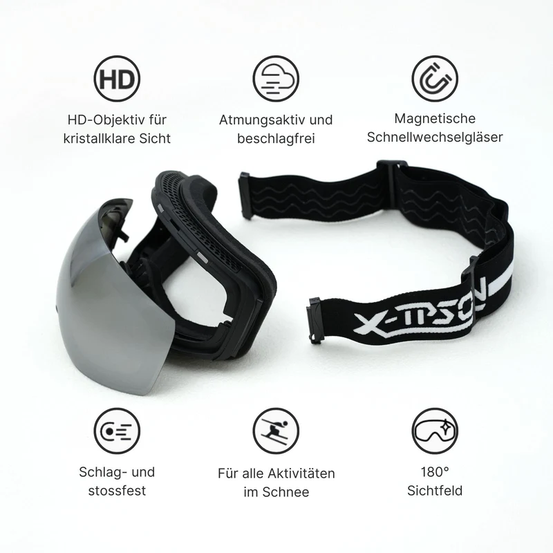 Magnetische Schutzbrille Snowboardbrille Skibrille Wintersportbrille