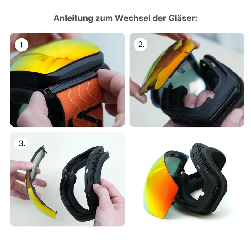 Magnetische Schutzbrille Snowboardbrille Skibrille Wintersportbrille