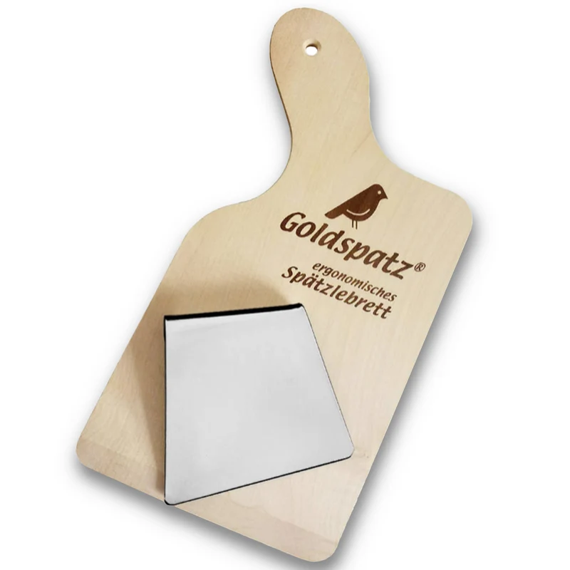 Goldspatz Ergonomisches Spätzlebrett mit Spätzleschaber, Edelstahl