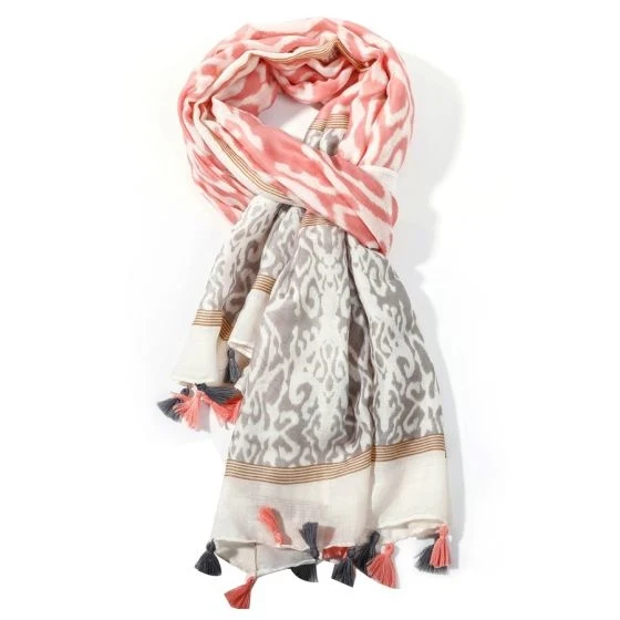 Schal Geo mit Quasten Ikat Pink