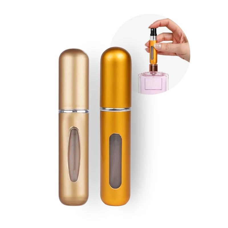 2er-Set Mini-Parfümzerstäuber 5ml Parfum Vaporisateur Matt-Goldig Goldig