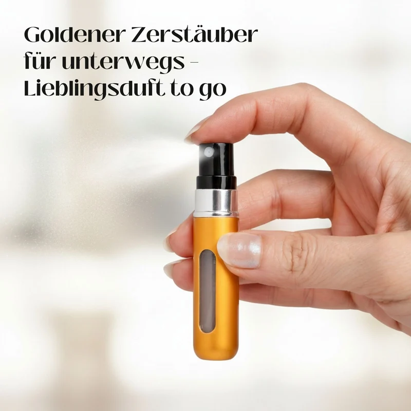 2er-Set Mini-Parfümzerstäuber 5ml Parfum Vaporisateur Matt-Goldig Goldig