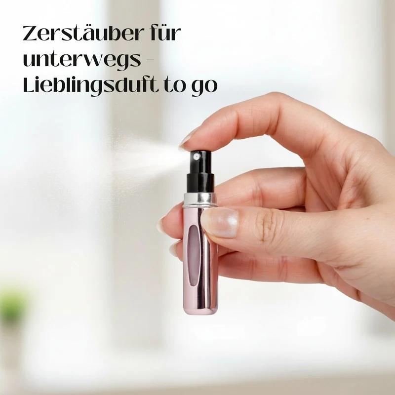 2er-Set Mini-Parfümzerstäuber 5ml Parfum Vaporisateur Pink Matt-Goldig