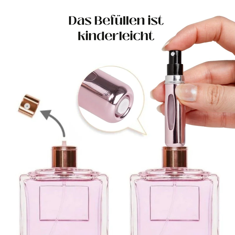 2er-Set Mini-Parfümzerstäuber 5ml Parfum Vaporisateur Pink Matt-Goldig