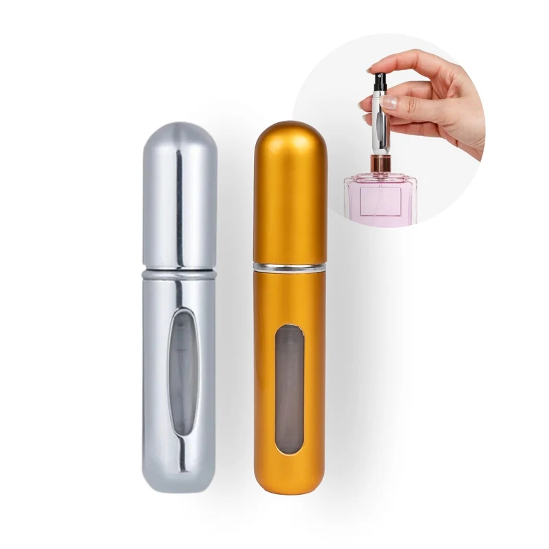 2er-Set Mini-Parfümzerstäuber 5ml Parfum Vaporisateur Goldig Silbrig
