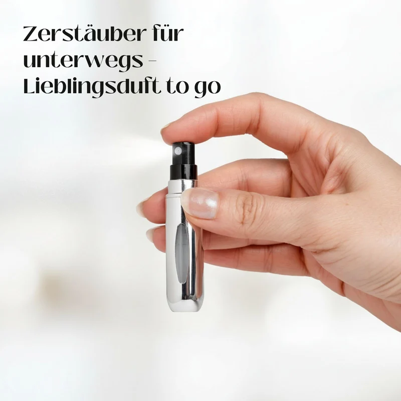 2er-Set Mini-Parfümzerstäuber 5ml Parfum Vaporisateur Silbrig Matt-Goldig