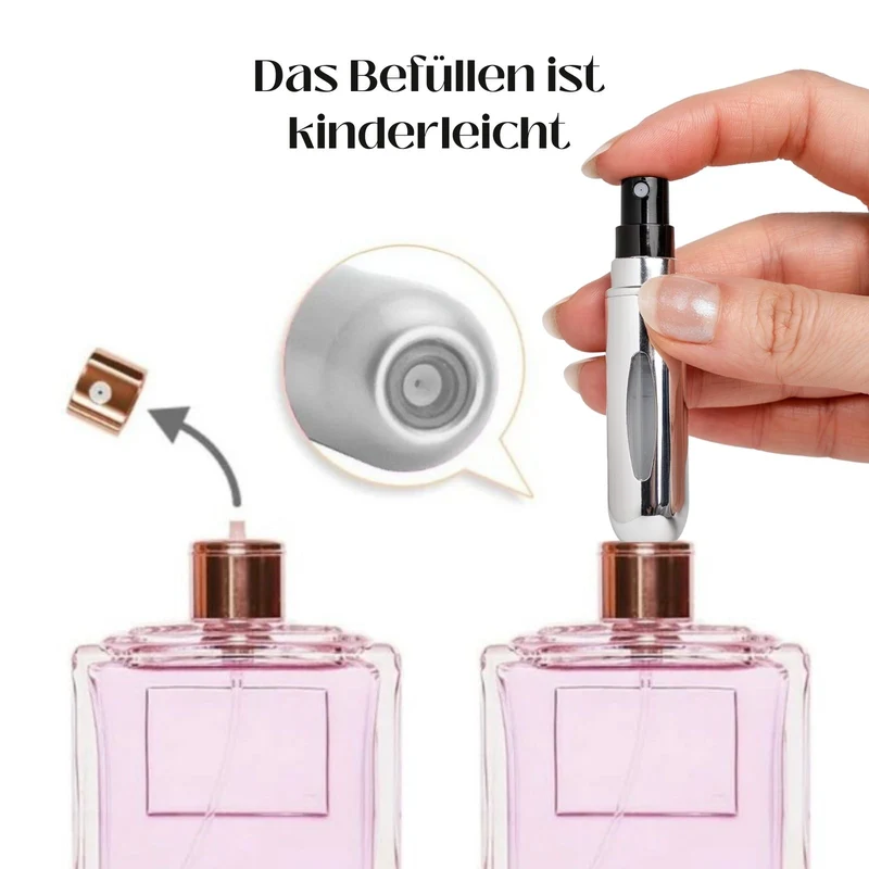 2er-Set Mini-Parfümzerstäuber 5ml Parfum Vaporisateur Silbrig Matt-Goldig