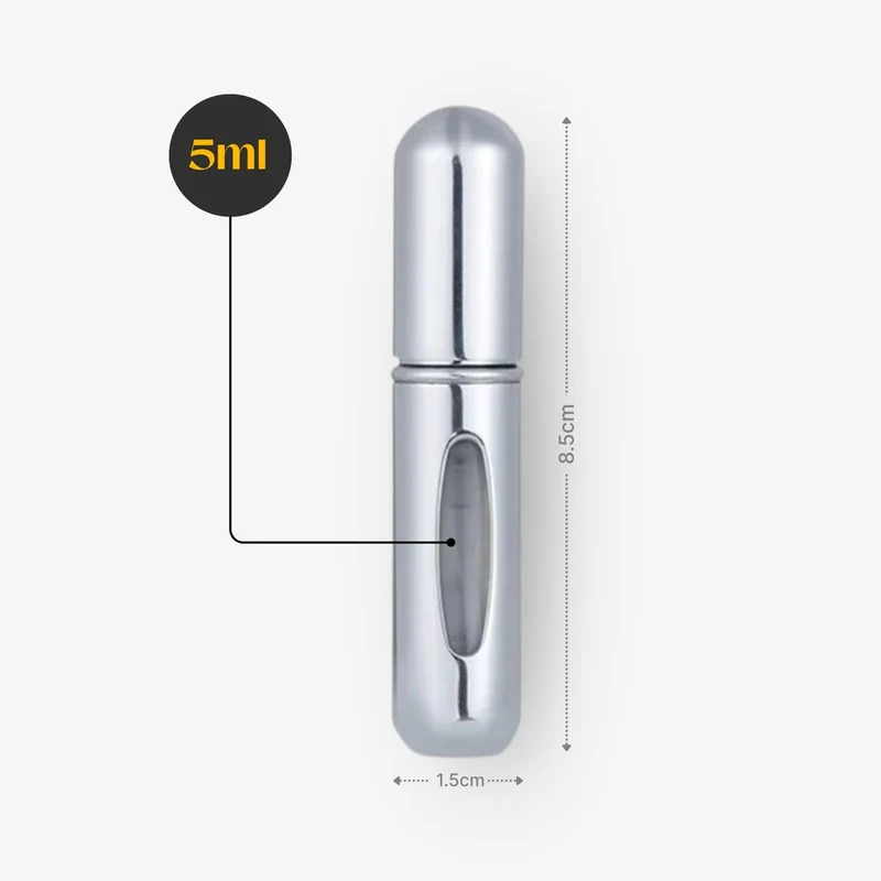 2er-Set Mini-Parfümzerstäuber 5ml Parfum Vaporisateur Silbrig Matt-Goldig