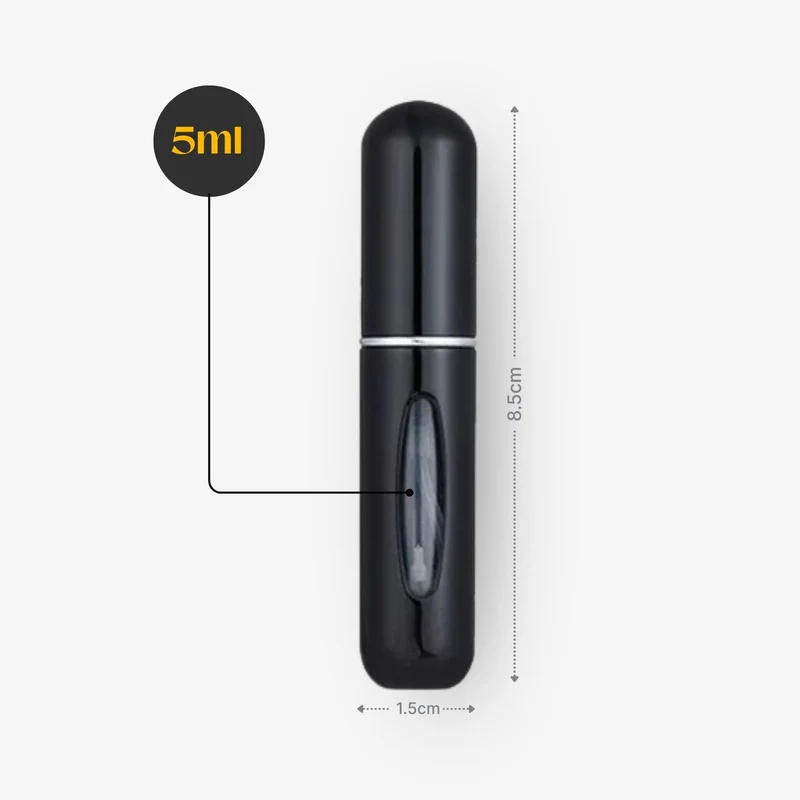 2er-Set Mini-Parfümzerstäuber 5ml Parfum Vaporisateur Silbrig Schwarz