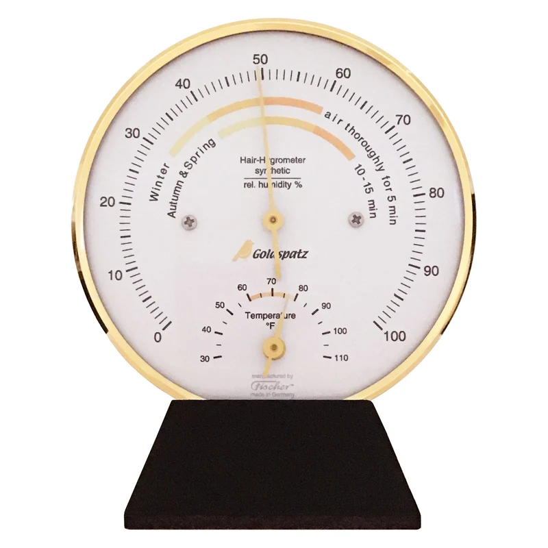 Goldspatz Wohnklima-Hygrometer mit Thermometer °F, 103 mm (US-Version / Inch, °F)