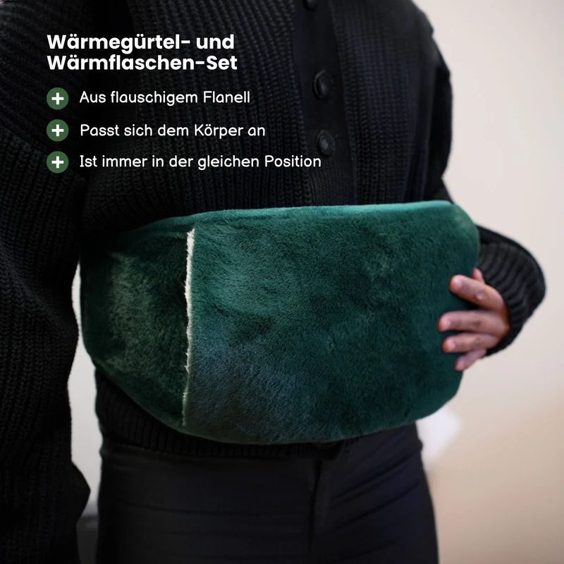 Wärmegürtel- und Wärmflaschen-Set Bauchwärmer Heizflasche Handwärmer