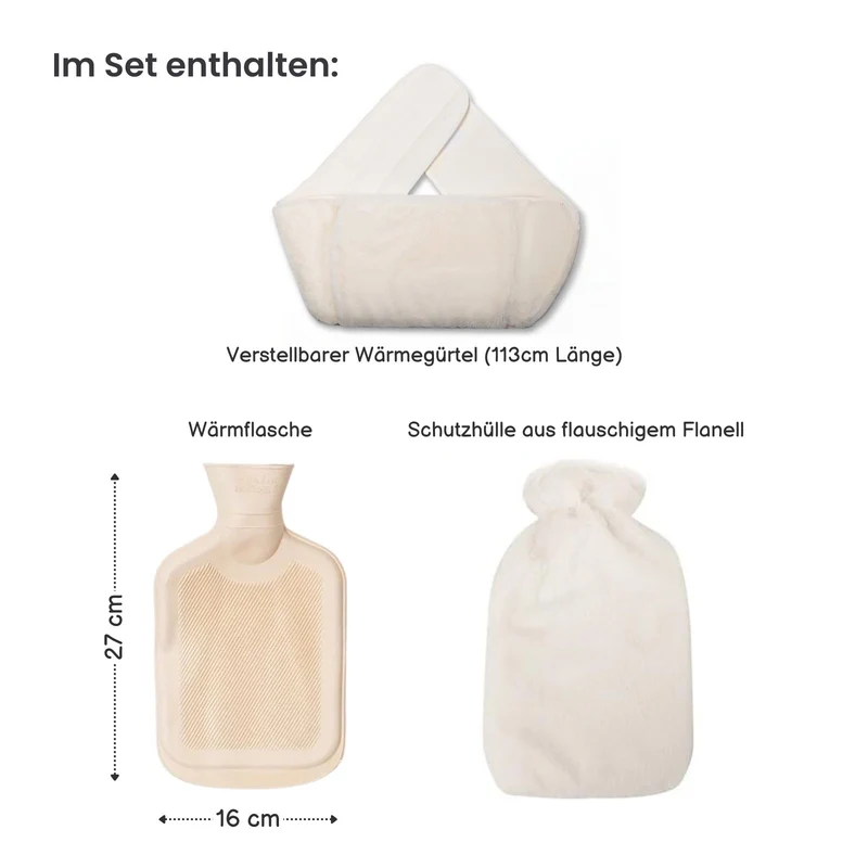 Wärmegürtel- und Wärmflaschen-Set Heizflasche Handwärmer Bauchwärmer