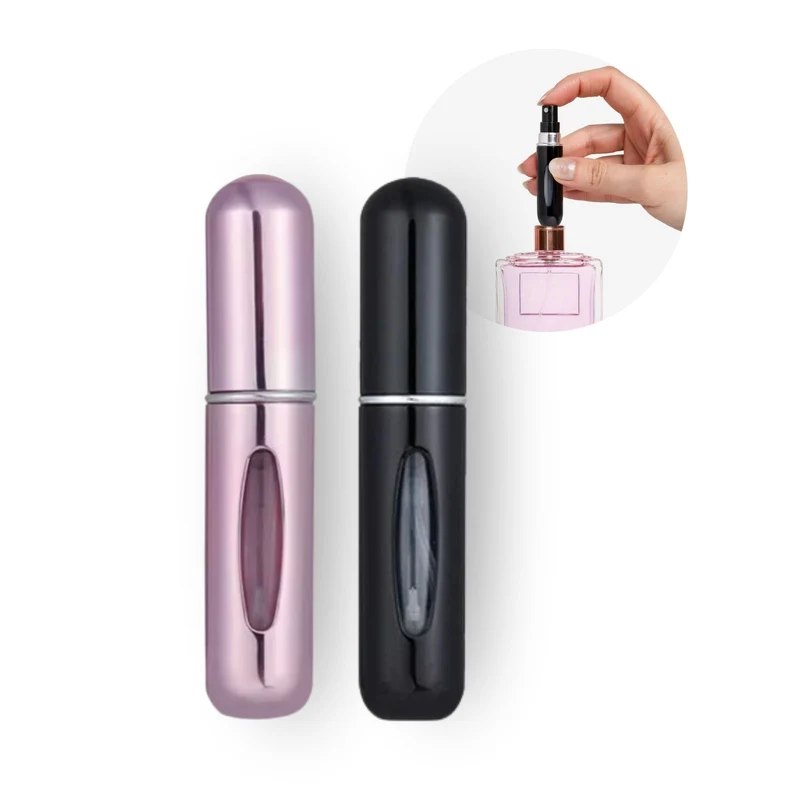 2er-Set Mini-Parfümzerstäuber 5ml Parfum Vaporisateur Pink Schwarz