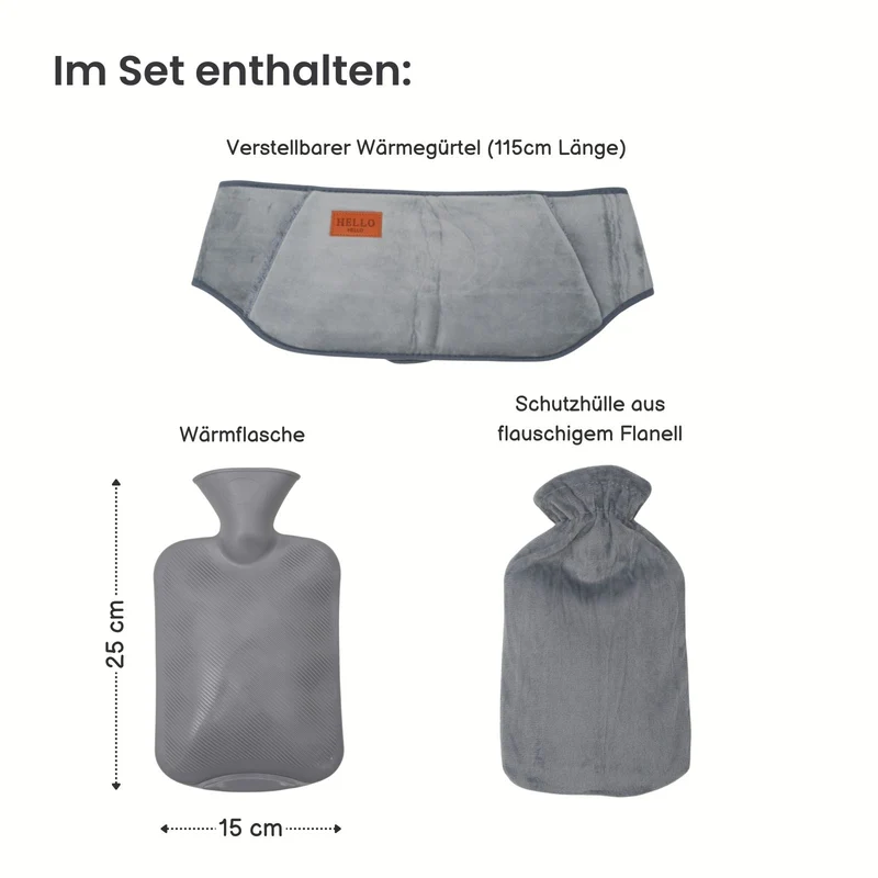 Wärmegürtel- und Wärmflaschen-Set Handwärmer Bauchwärmer Heizflasche