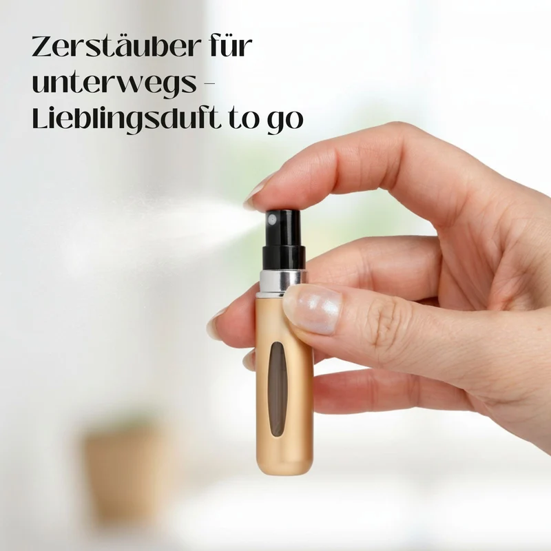 2er-Set Mini-Parfümzerstäuber 5ml Parfum Vaporisateur Matt-Goldig