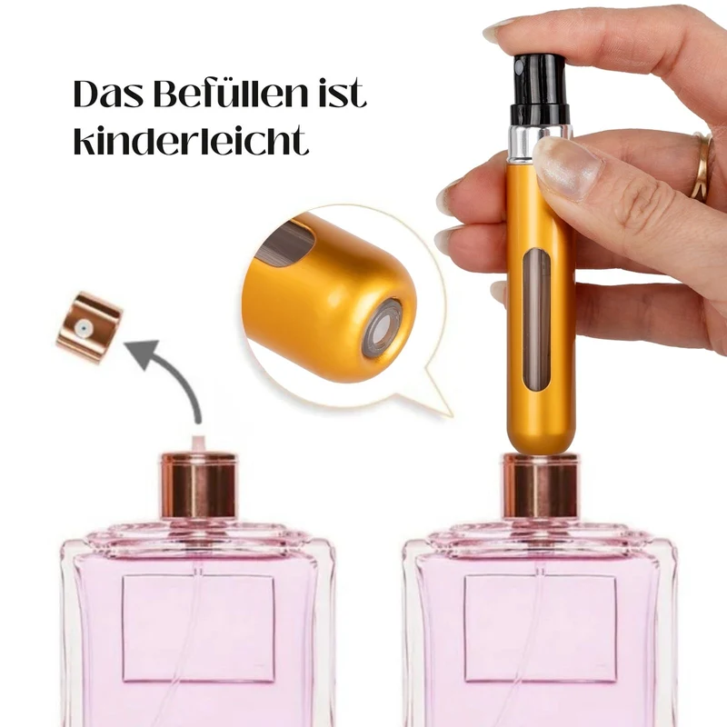 2er-Set Mini-Parfümzerstäuber 8ml Parfum Vaporisateur Goldig