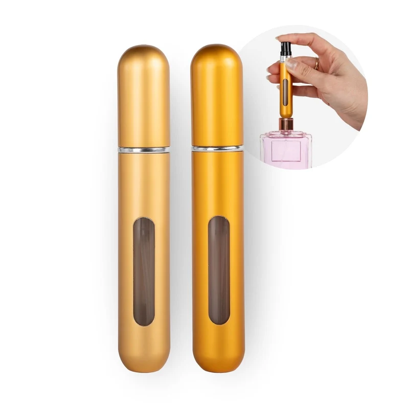 2er-Set Mini-Parfümzerstäuber 8ml Parfum Vaporisateur Matt-Goldig Goldig
