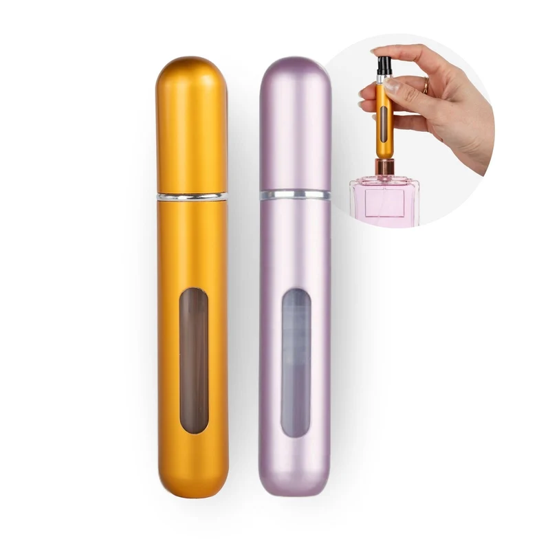 2er-Set Mini-Parfümzerstäuber 8ml Parfum Vaporisateur Goldig Pink