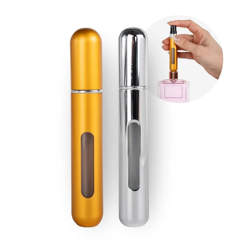2er-Set Mini-Parfümzerstäuber 8ml Parfum Vaporisateur Goldig Silbrig