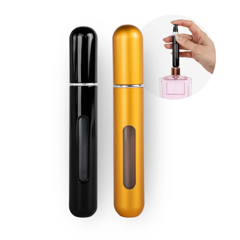 2er-Set Mini-Parfümzerstäuber 8ml Parfum Vaporisateur Goldig Schwarz