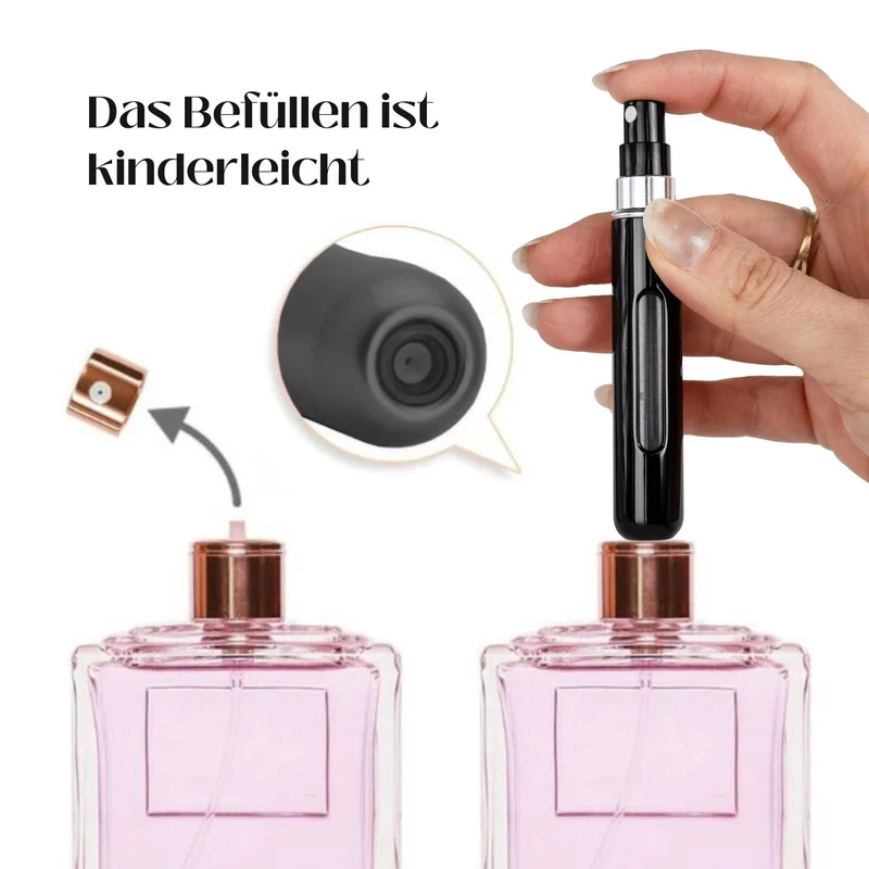 2er-Set Mini-Parfümzerstäuber 8ml Parfum Vaporisateur Goldig Schwarz