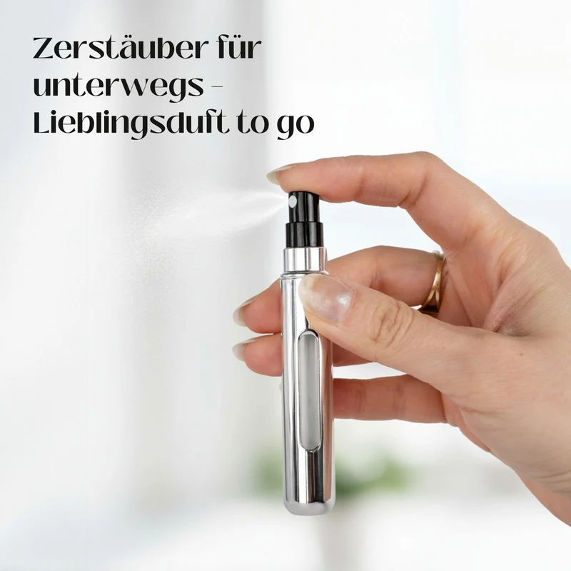 2er-Set Mini-Parfümzerstäuber 8ml Parfum Vaporisateur Matt-Goldig Silbrig