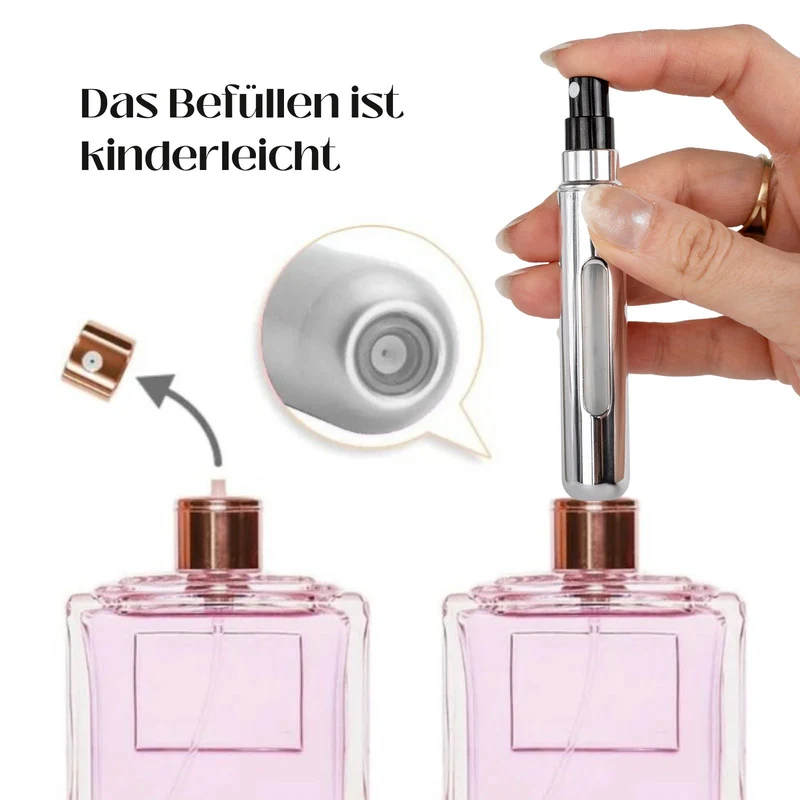 2er-Set Mini-Parfümzerstäuber 8ml Parfum Vaporisateur Matt-Goldig Silbrig