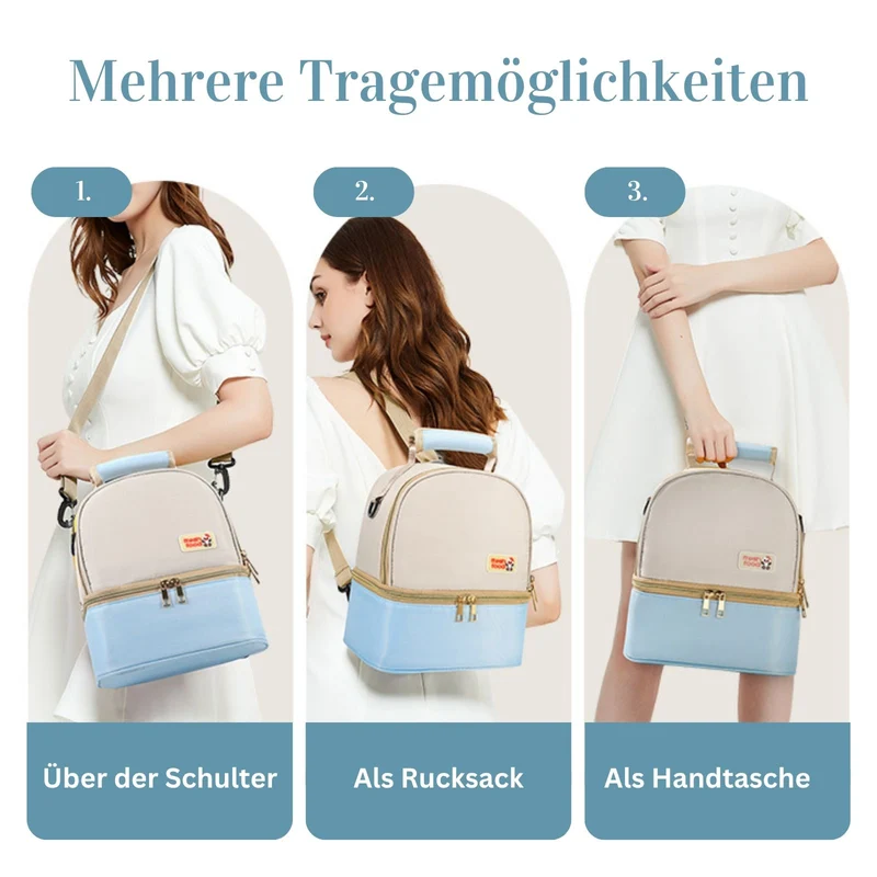 3er-Set Milchkühltasche mit Kühlakkus Rucksack Kühlpacks Tragetasche