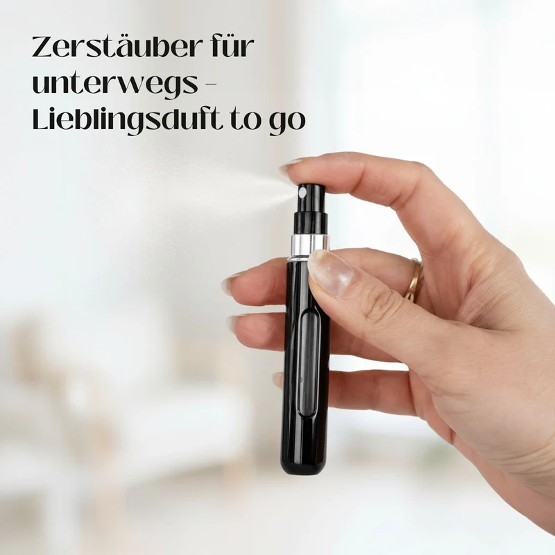 2er-Set Mini-Parfümzerstäuber 8ml Parfum Vaporisateur Matt-Goldig Schwarz