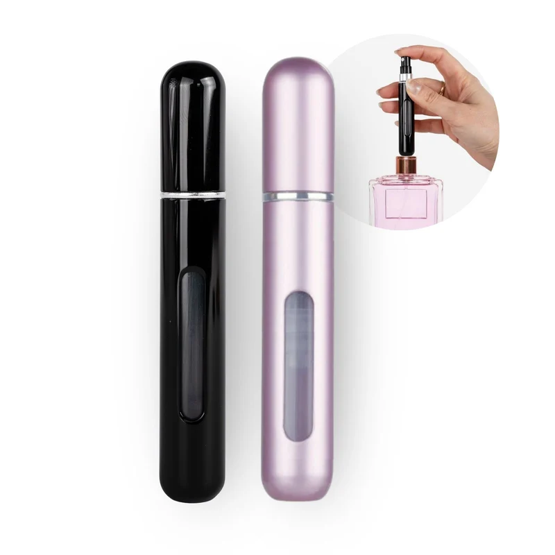 2er-Set Mini-Parfümzerstäuber 8ml Parfum Vaporisateur Pink Schwarz