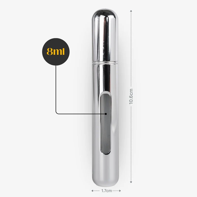 2er-Set Mini-Parfümzerstäuber 8ml Parfum Vaporisateur Silbrig