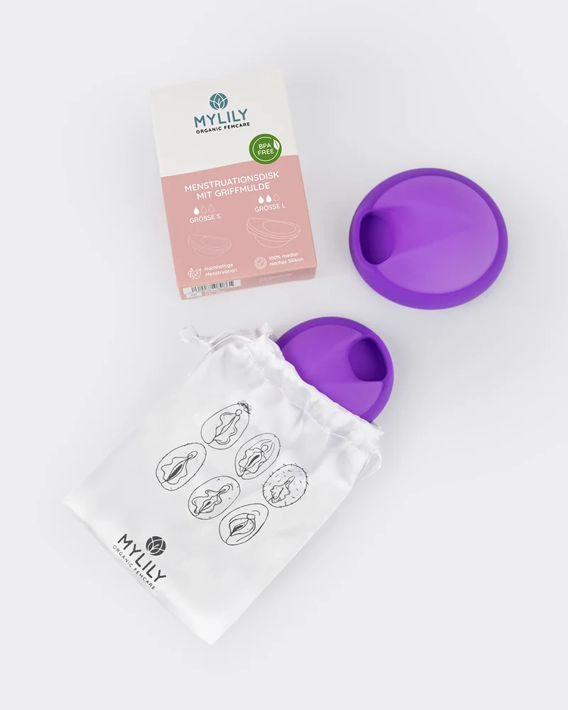 Menstruationsscheibe mit Mulde - 2er Set | inkl. Aufbewahrungsbeutel