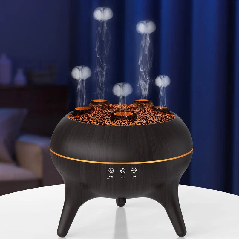 Flammen Aroma Diffuser, 250mL Luftbefeuchter Schlafzimmer, 2 Spray Muster DuftöL Diffuser,Air Diffuser Humidifier mit 7 Farben LED-Licht & Timing-Funktion