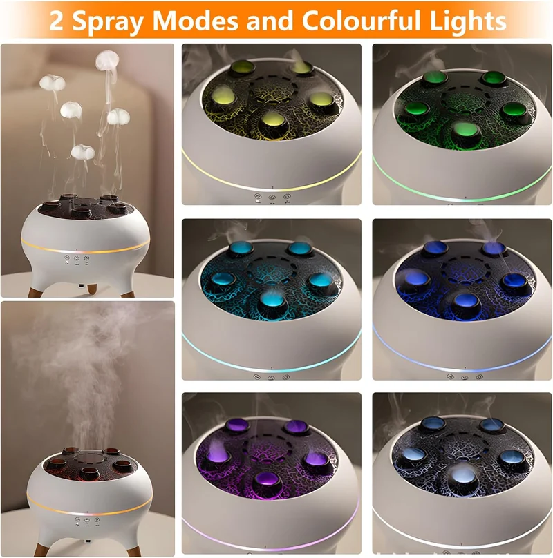 Flammen Aroma Diffuser, 250mL Luftbefeuchter Schlafzimmer, 2 Spray Muster DuftöL Diffuser,Air Diffuser Humidifier mit 7 Farben LED-Licht & Timing-Funktion