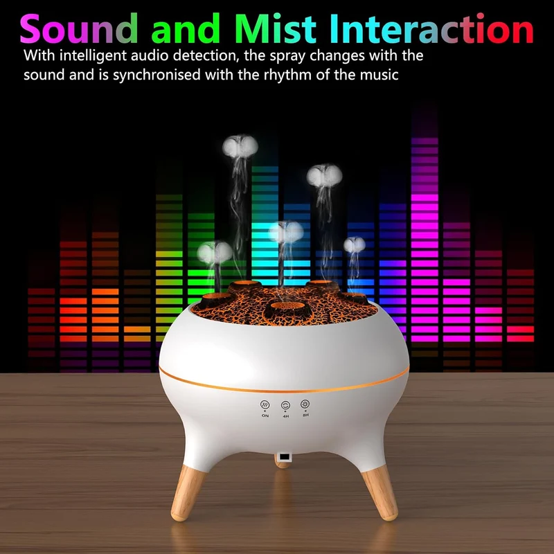 Flammen Aroma Diffuser, 250mL Luftbefeuchter Schlafzimmer, 2 Spray Muster DuftöL Diffuser,Air Diffuser Humidifier mit 7 Farben LED-Licht & Timing-Funktion