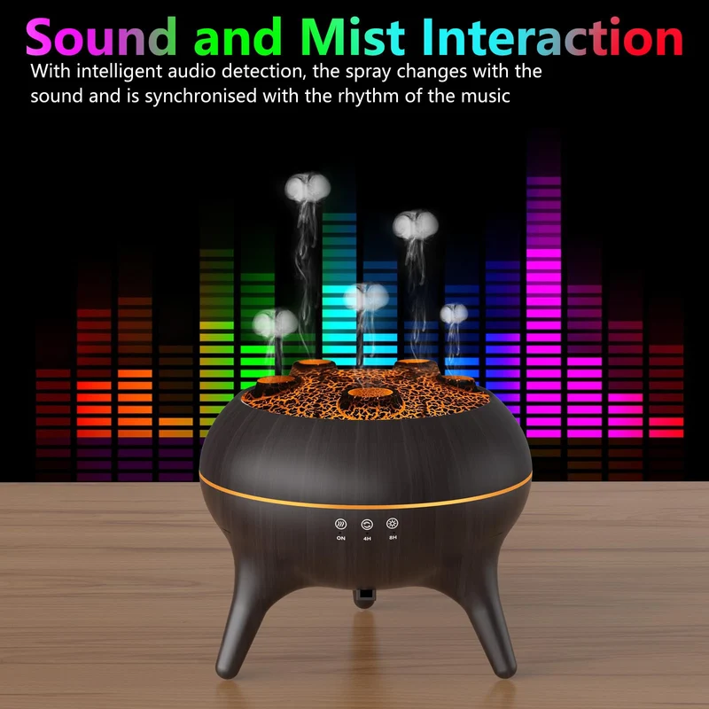 Flammen Aroma Diffuser, 250mL Luftbefeuchter Schlafzimmer, 2 Spray Muster DuftöL Diffuser,Air Diffuser Humidifier mit 7 Farben LED-Licht & Timing-Funktion
