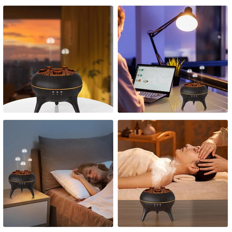 Flammen Aroma Diffuser, 250mL Luftbefeuchter Schlafzimmer, 2 Spray Muster DuftöL Diffuser,Air Diffuser Humidifier mit 7 Farben LED-Licht & Timing-Funktion