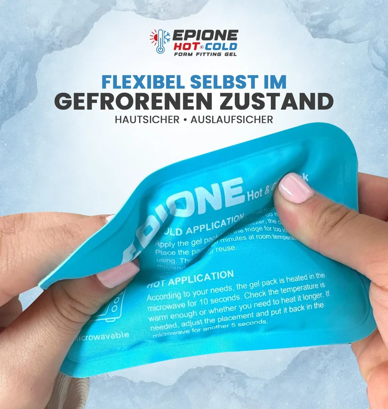 Kühlpads Epione 3XL Gelkissen kalt/warm – mit elastischem Gurt und Stoffhülle – wiederverwendbar zur Schmerzlinderung bei Muskel‑ und Gelenkschmerzen, Verletzungen und Physiotherapie