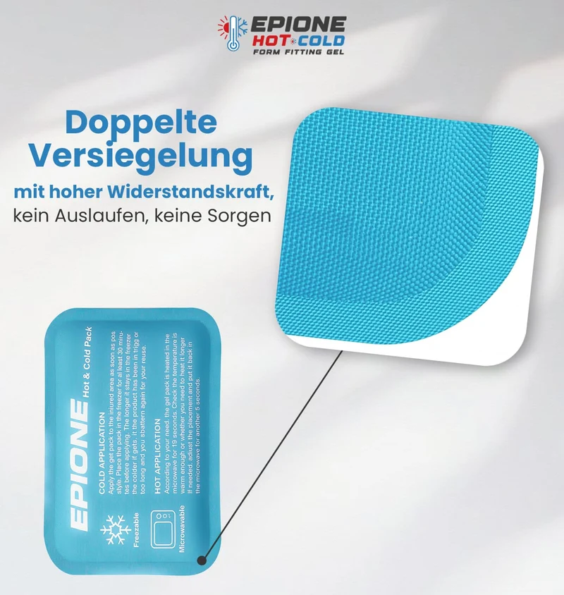 Kühlpads Epione 3XL Gelkissen kalt/warm – mit elastischem Gurt und Stoffhülle – wiederverwendbar zur Schmerzlinderung bei Muskel‑ und Gelenkschmerzen, Verletzungen und Physiotherapie