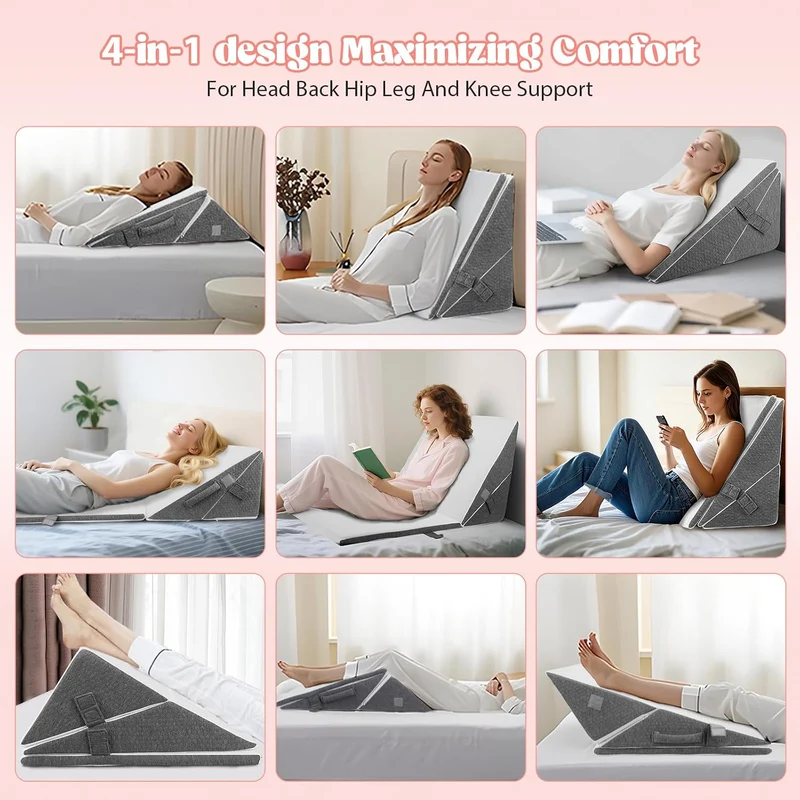 Refluxkissen für Erwachsene 3PCS, verstellbares Keilkissen für Bett